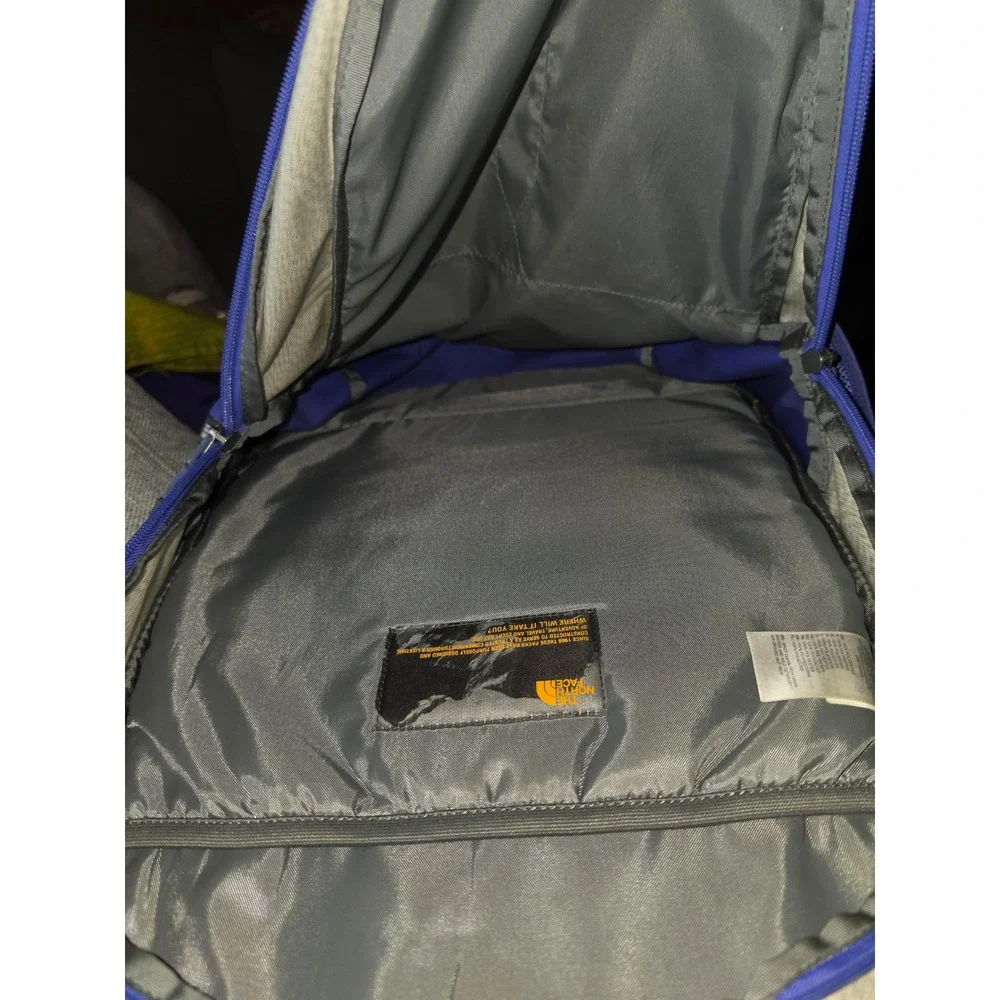The North Face Backpack Tan Blue Heather Polyester School Hiking Bag